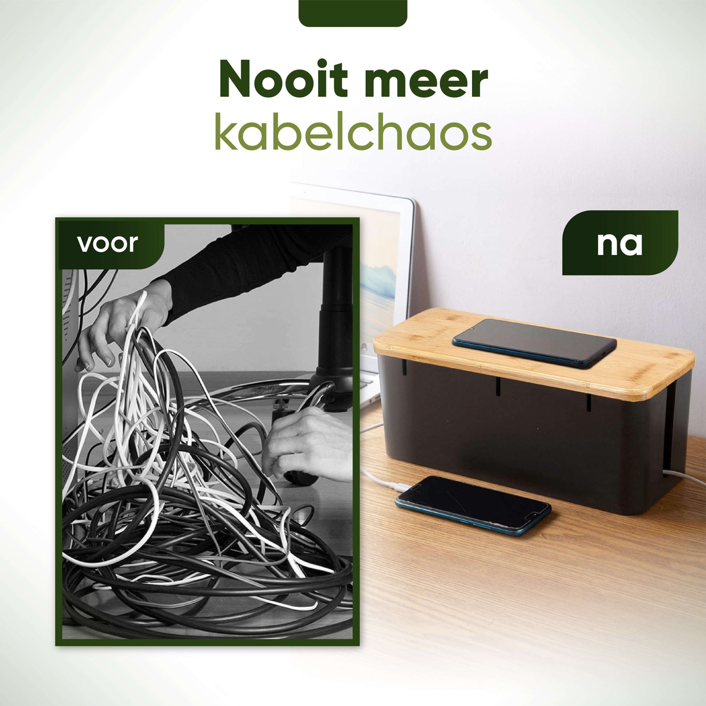 Bakki kabeldoos zwart groot